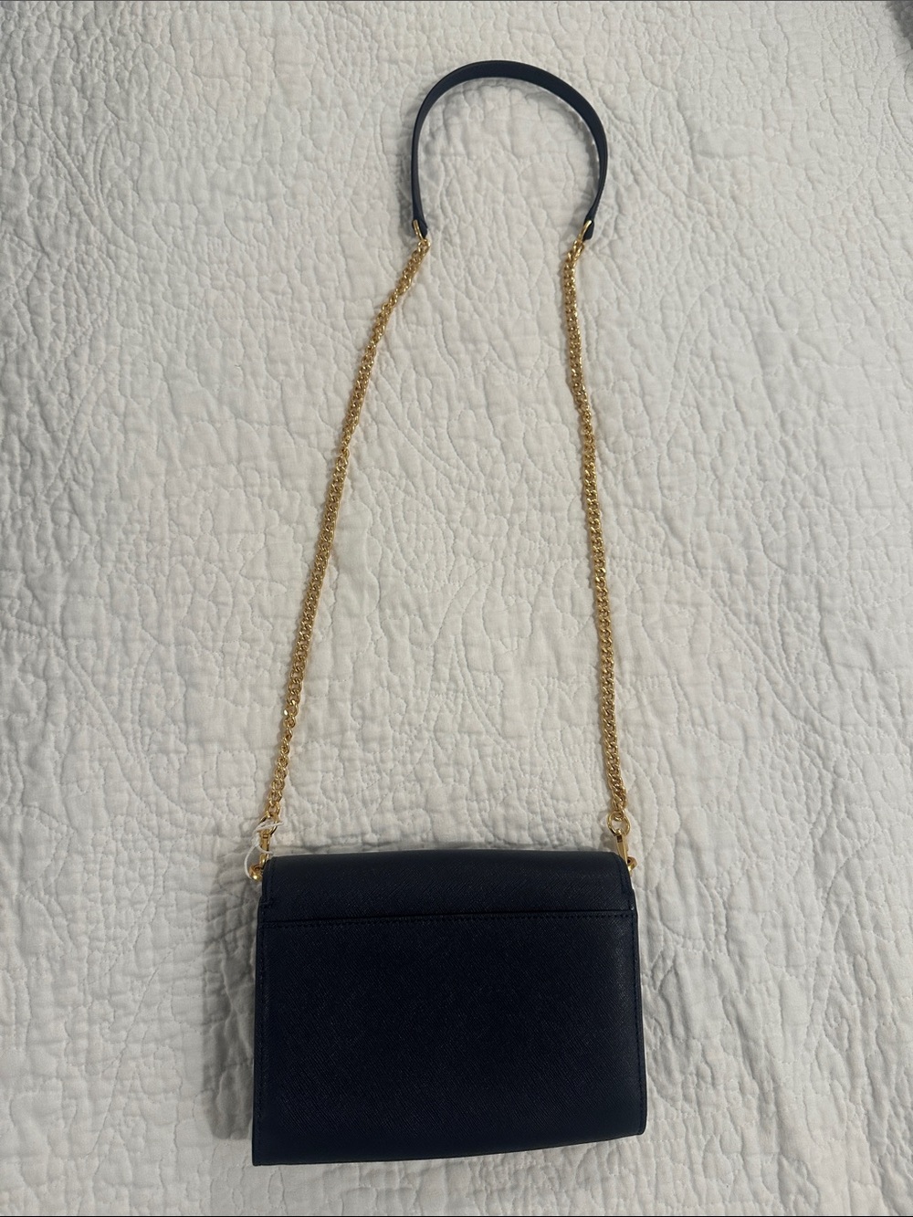 Tory Burch Navy Leather Crossbody with Gold Chain Strap - Picture 5 of 6